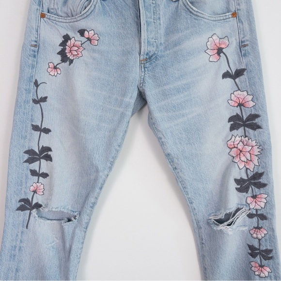 Citizens of Humanity Emerson Slim Jeans Embroidered Distressed Rock On Roses - Picture 6 of 16